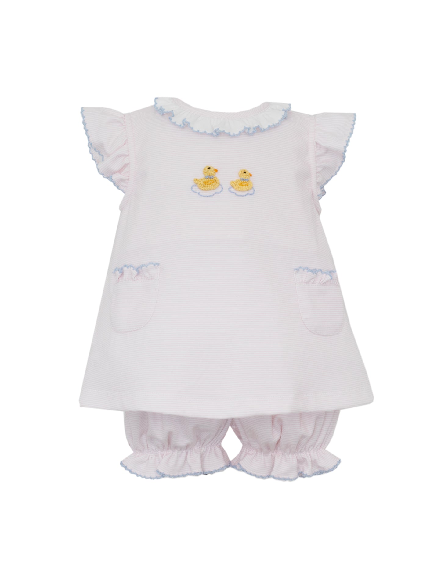 Girls Pink Stripe Duckling Bloomer Set