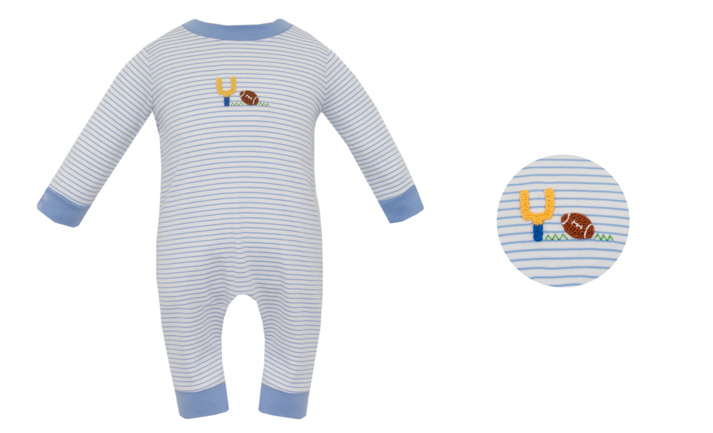 Football - Blue knit Stripe Romper