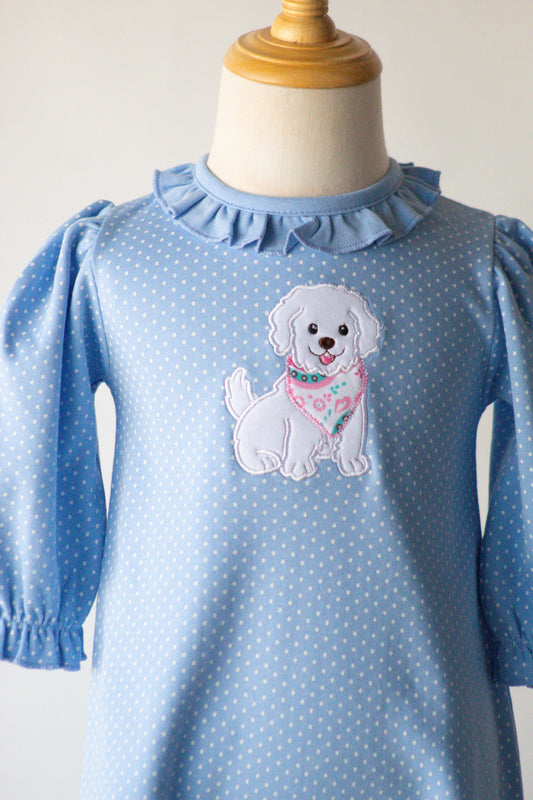 Dog Polka Dot Long Sleeve Romper