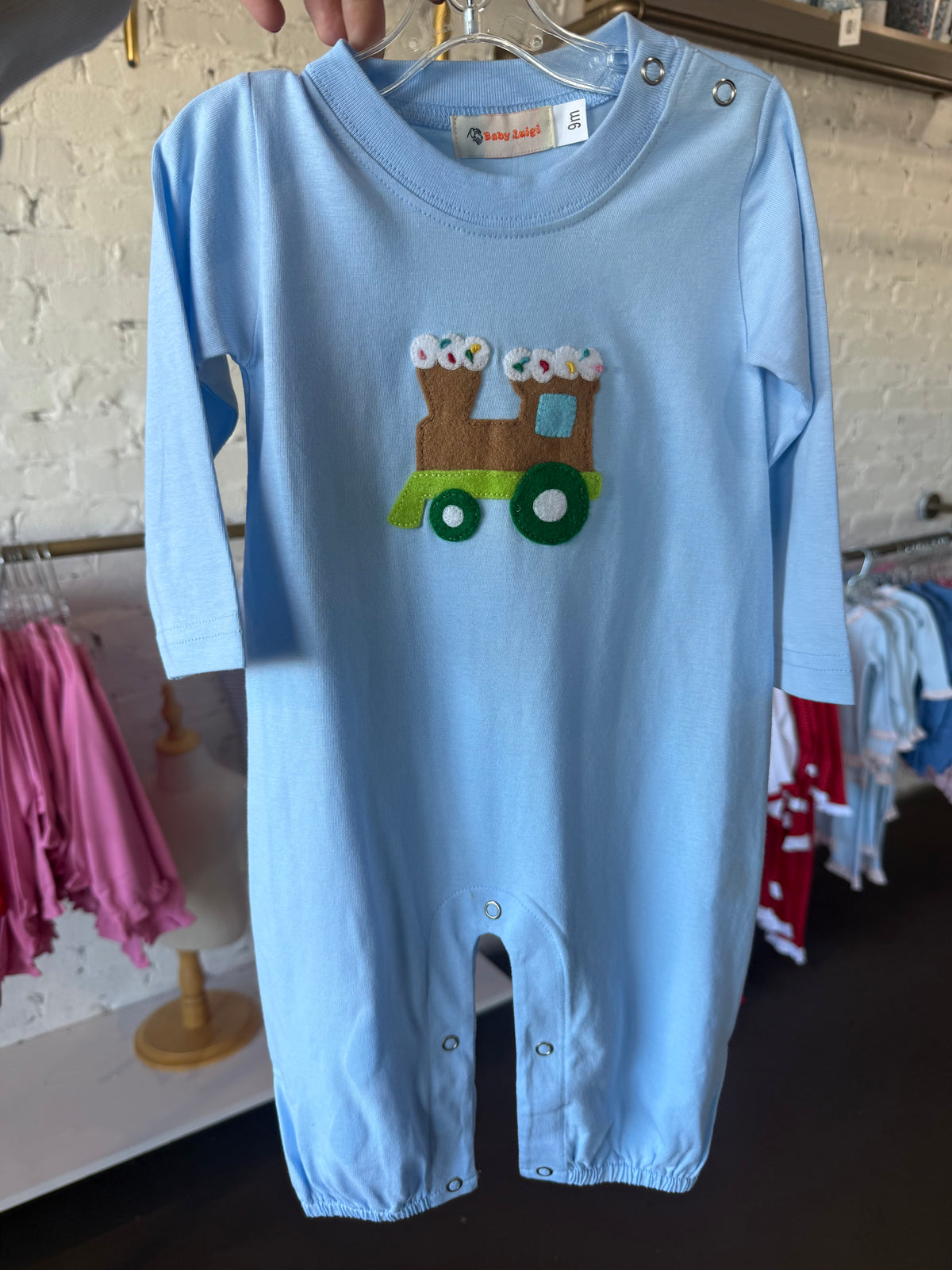 Boy Gingerbread Train Romper