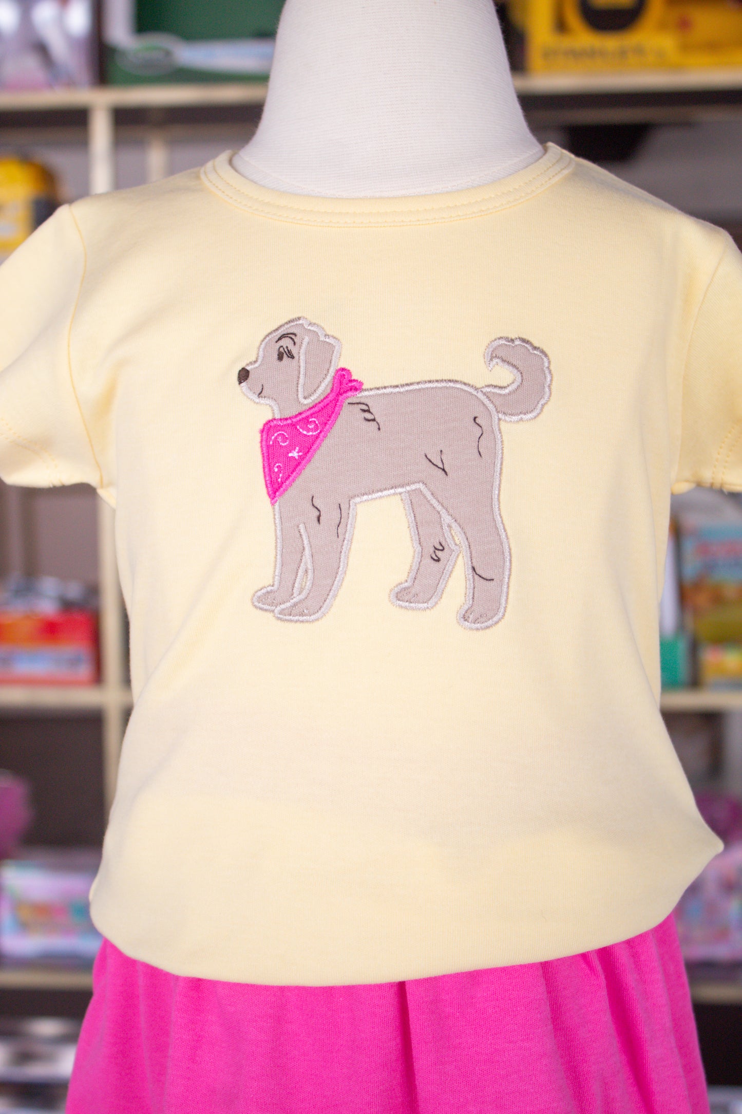 Girl Dog with Hot Pink Bandana Shirt