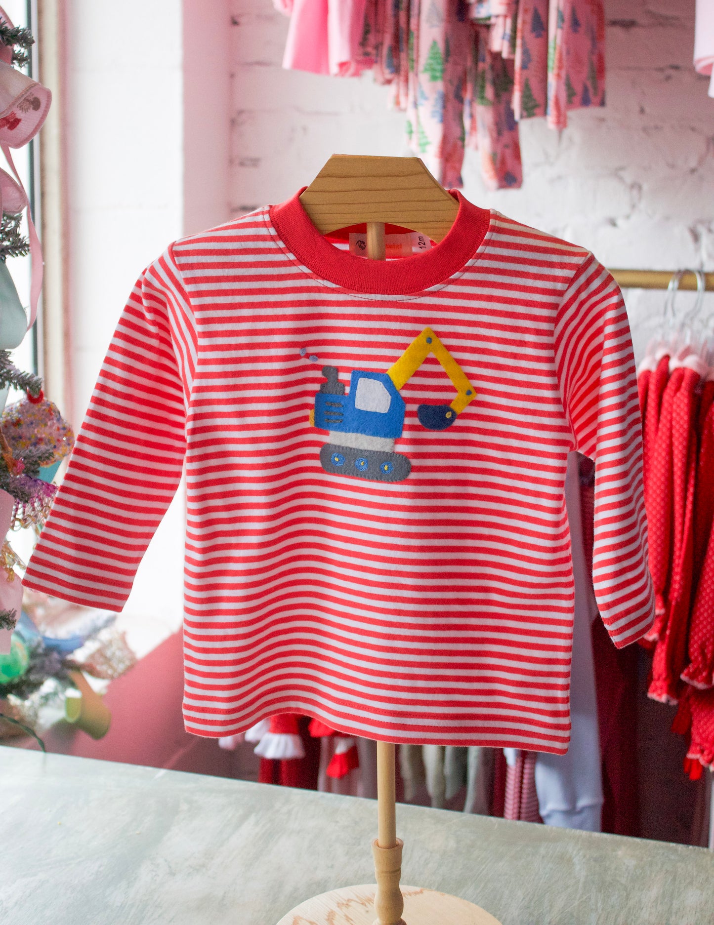 Backhoe Retro Coral White Stripe