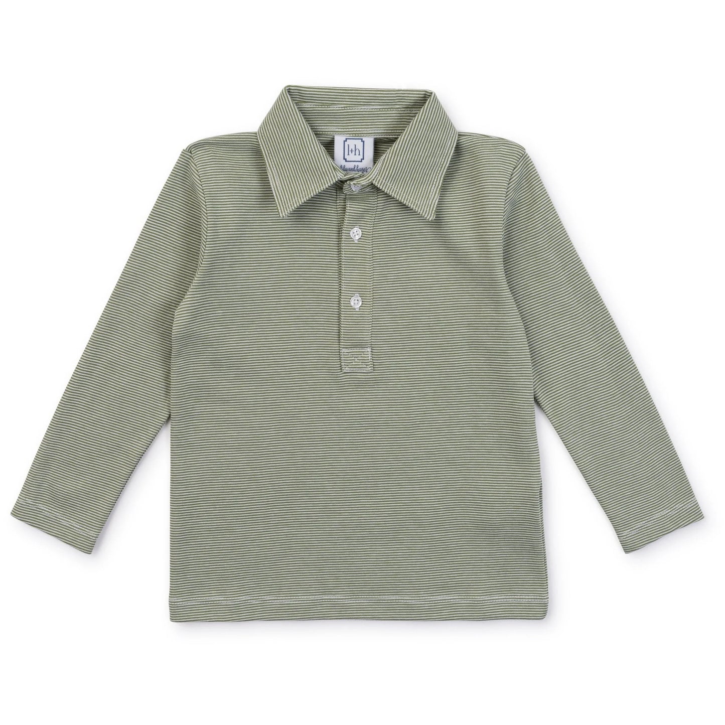 Finn Pima Cotton Long Sleeve in Green Stripe