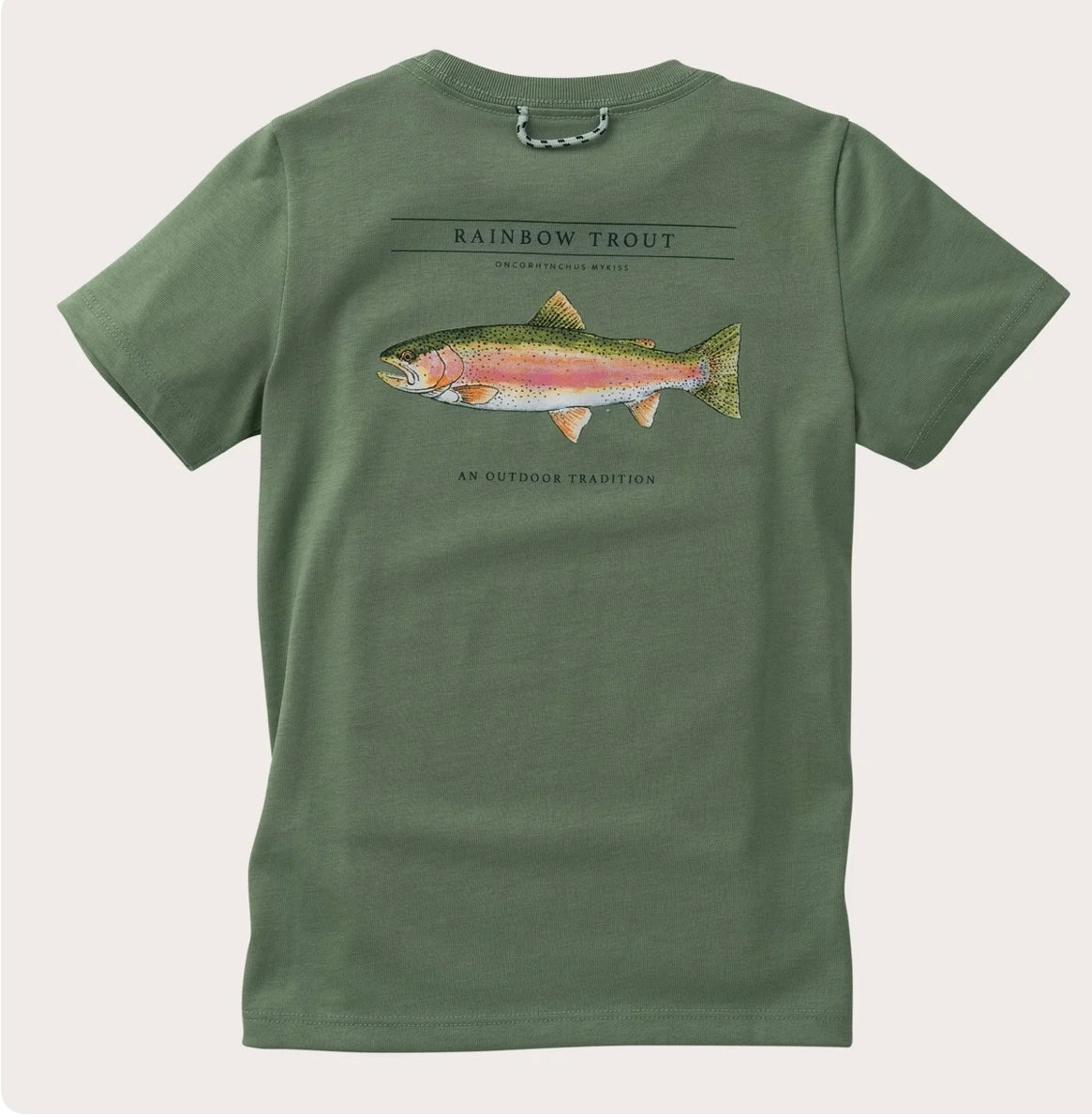 Cotton T-Shirt in Hedge Green with Rainbow Trout
