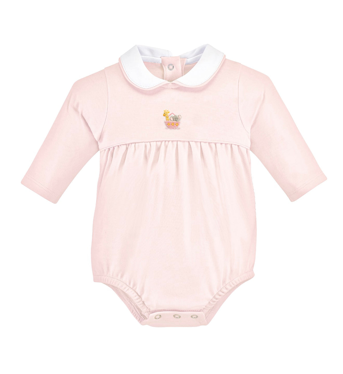 Noah’s Ark- Pink Embroidered Pima Bubble
