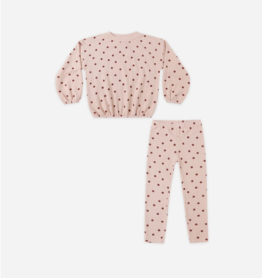 Spongy Knit Set in Polka Dot