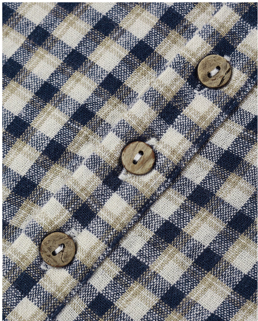 Long Sleeve Woven Jumpsuit in Navy Check