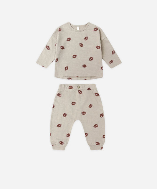 Tee + Pant Set in Footballs