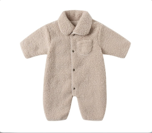 Shearling Jumpsuit-Oat