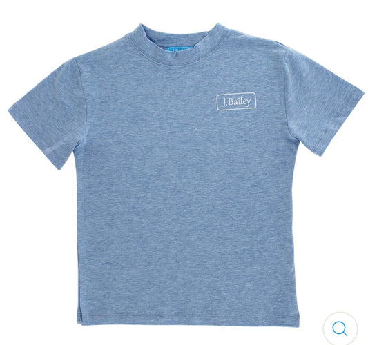 Logo Tee in Retriver on Heathered Blue