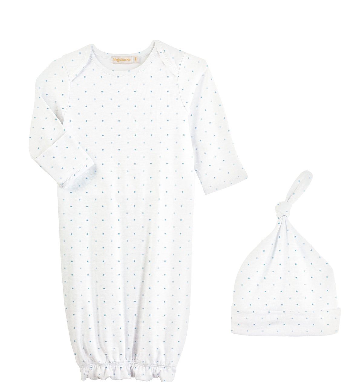 Blue Dots Pima Gown and Hat