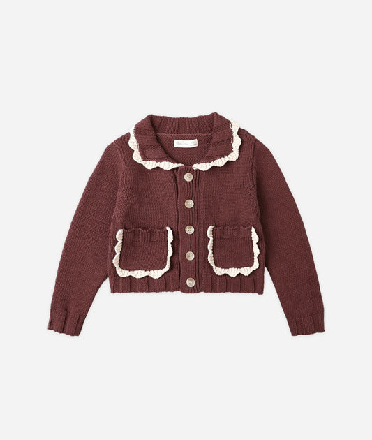 Collared Cardigan in Burgundy