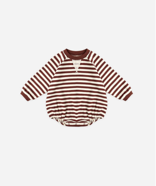 Crewneck Romper Burgundy Stripe
