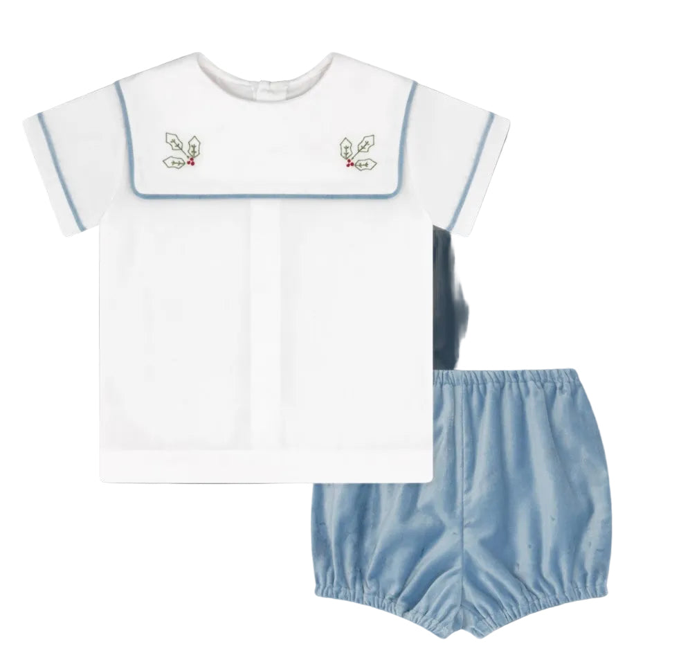 Christian Bloomer Set in Beaufort Blue Velvet, Holly