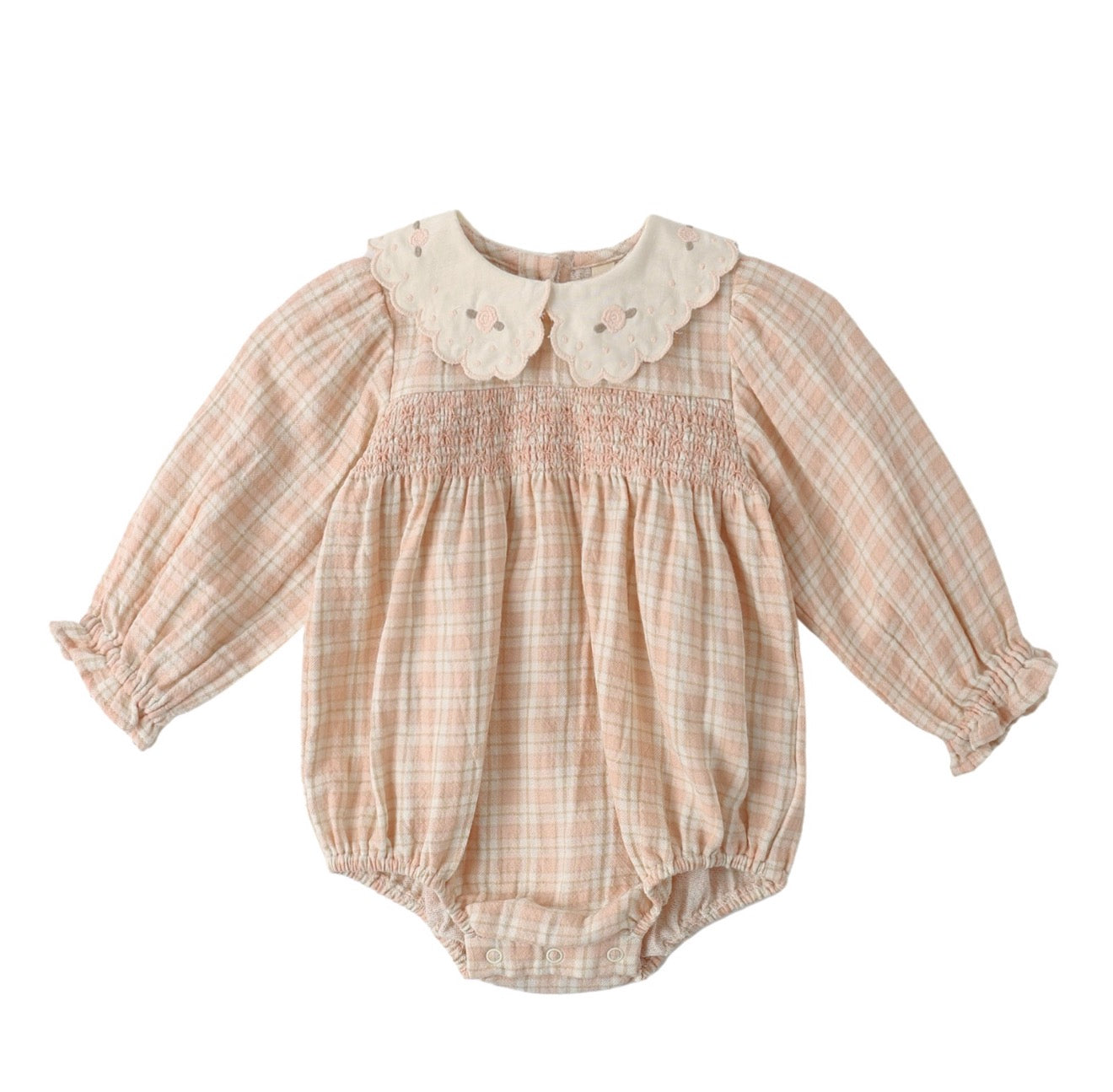 Callie Romper in Pink Plaid