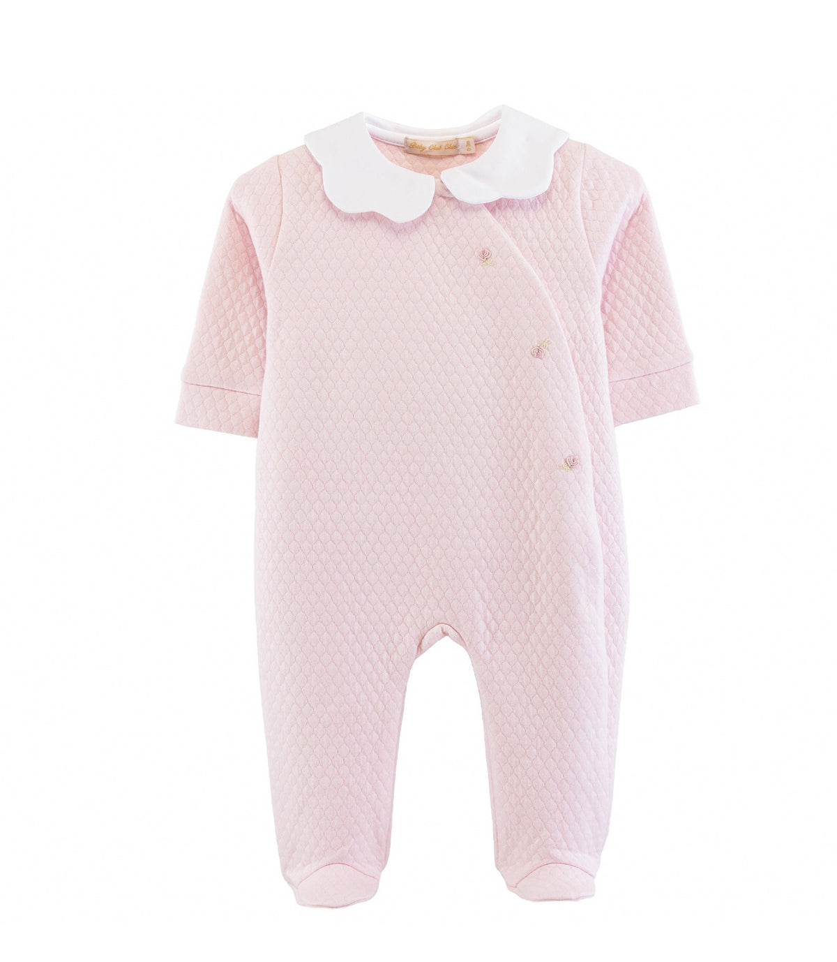 Rose Bud Pima Jacquard Asymmetrical Embroidered Footie