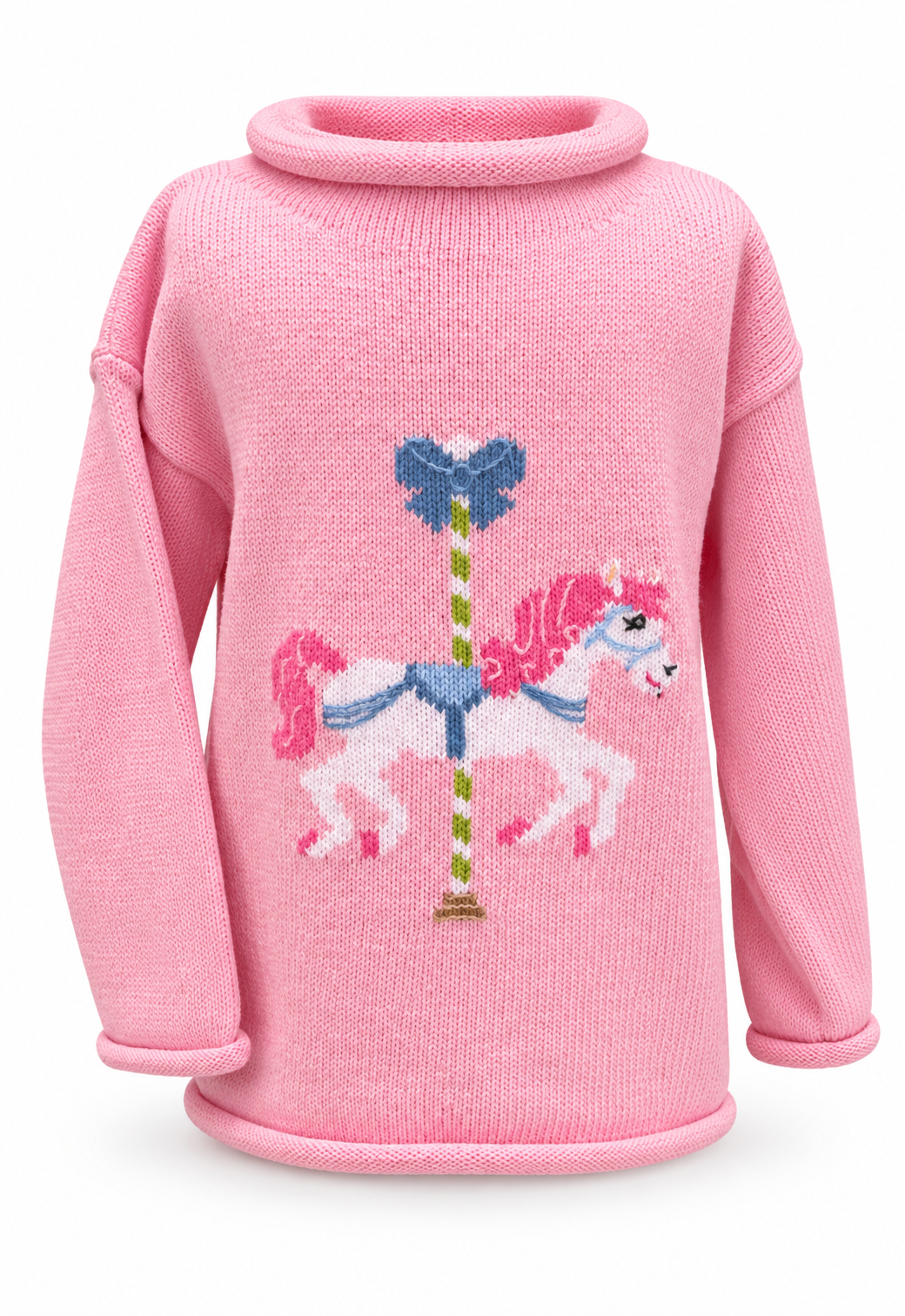 Horse Carousel Pink Rollneck