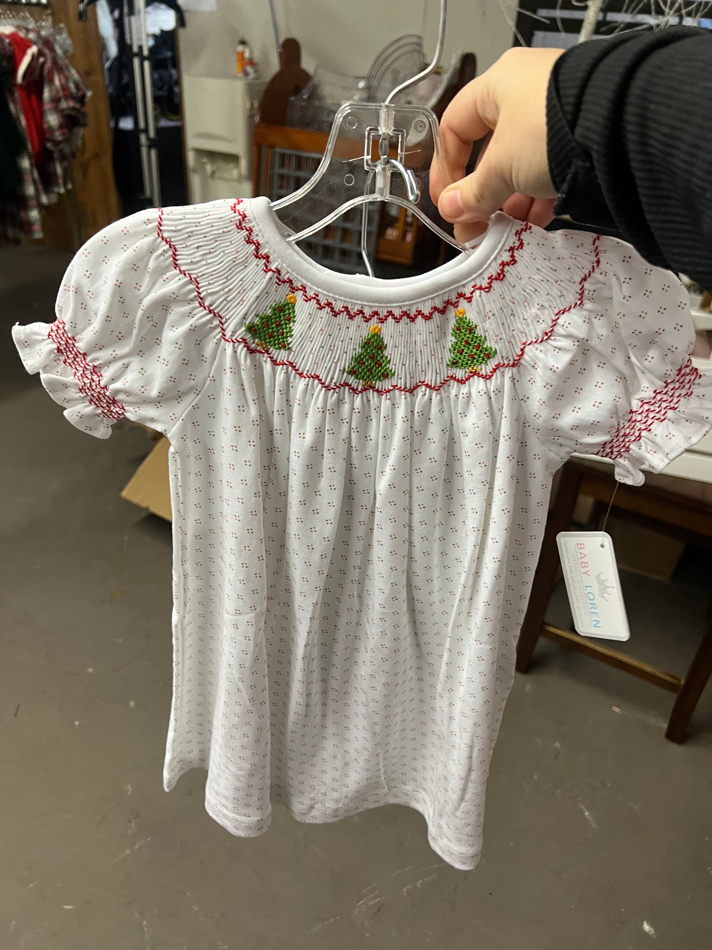 Christmas Trees Hand SMK Pima Bishop Dress