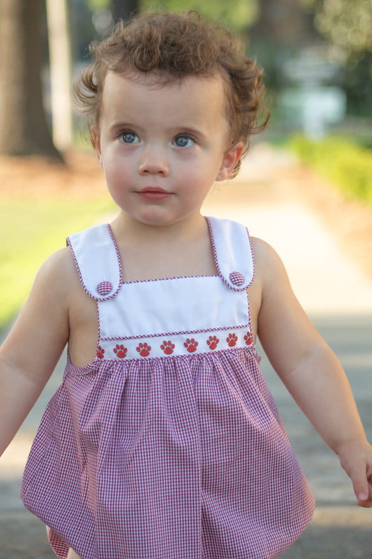 Maroon Gingham Paw Ribbon