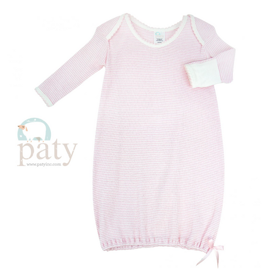 Paty Rib Knit Lap Shoulder Gown Pink