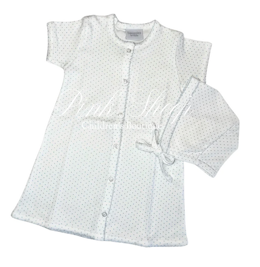 Squiggles Blue Dot Short Sleeve Day Gown