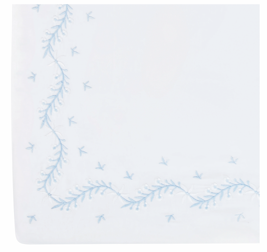 Little English- Embroidered Crib Sheet - Sky