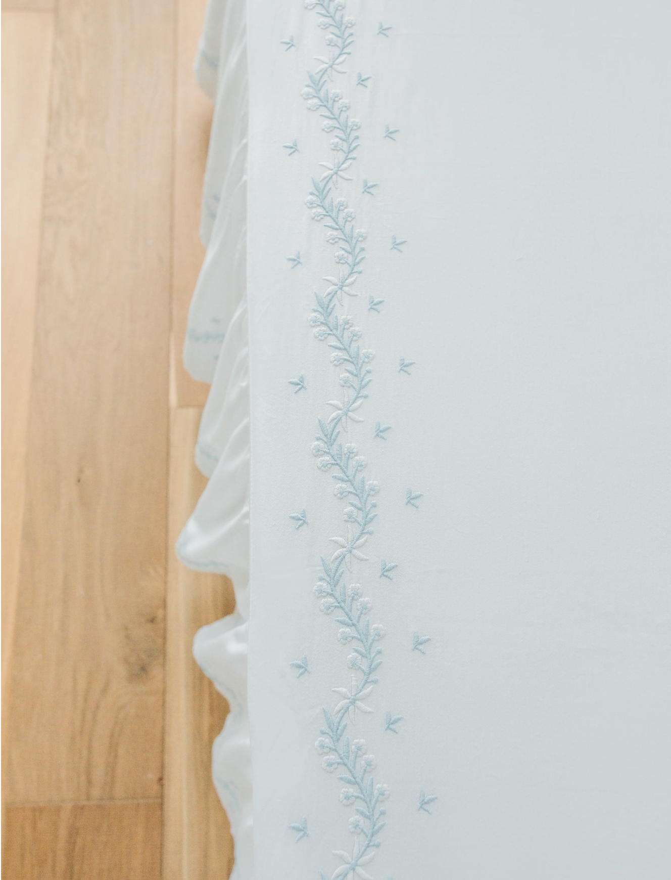 Little English- Embroidered Crib Sheet - Sky