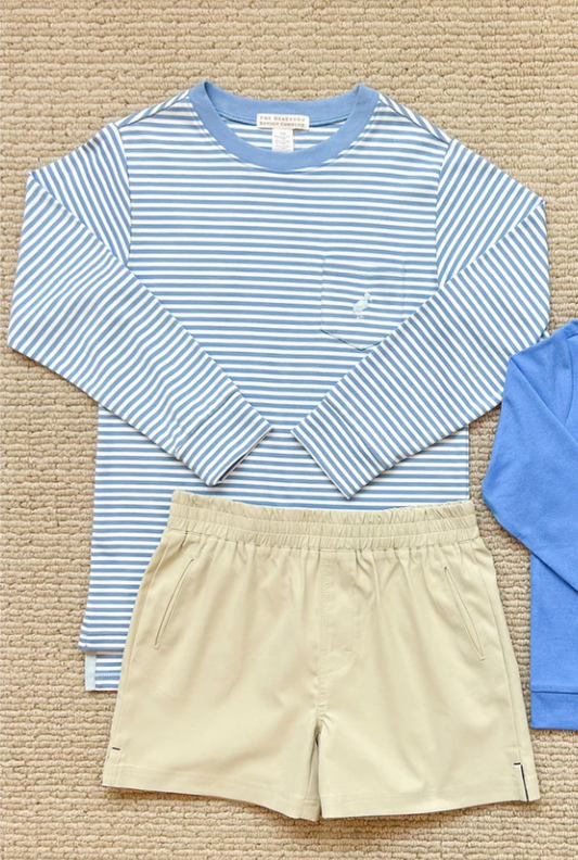 TBBC Prepletic™ Sheffield Shorts Keeneland Khaki with Nantucket Navy Stork