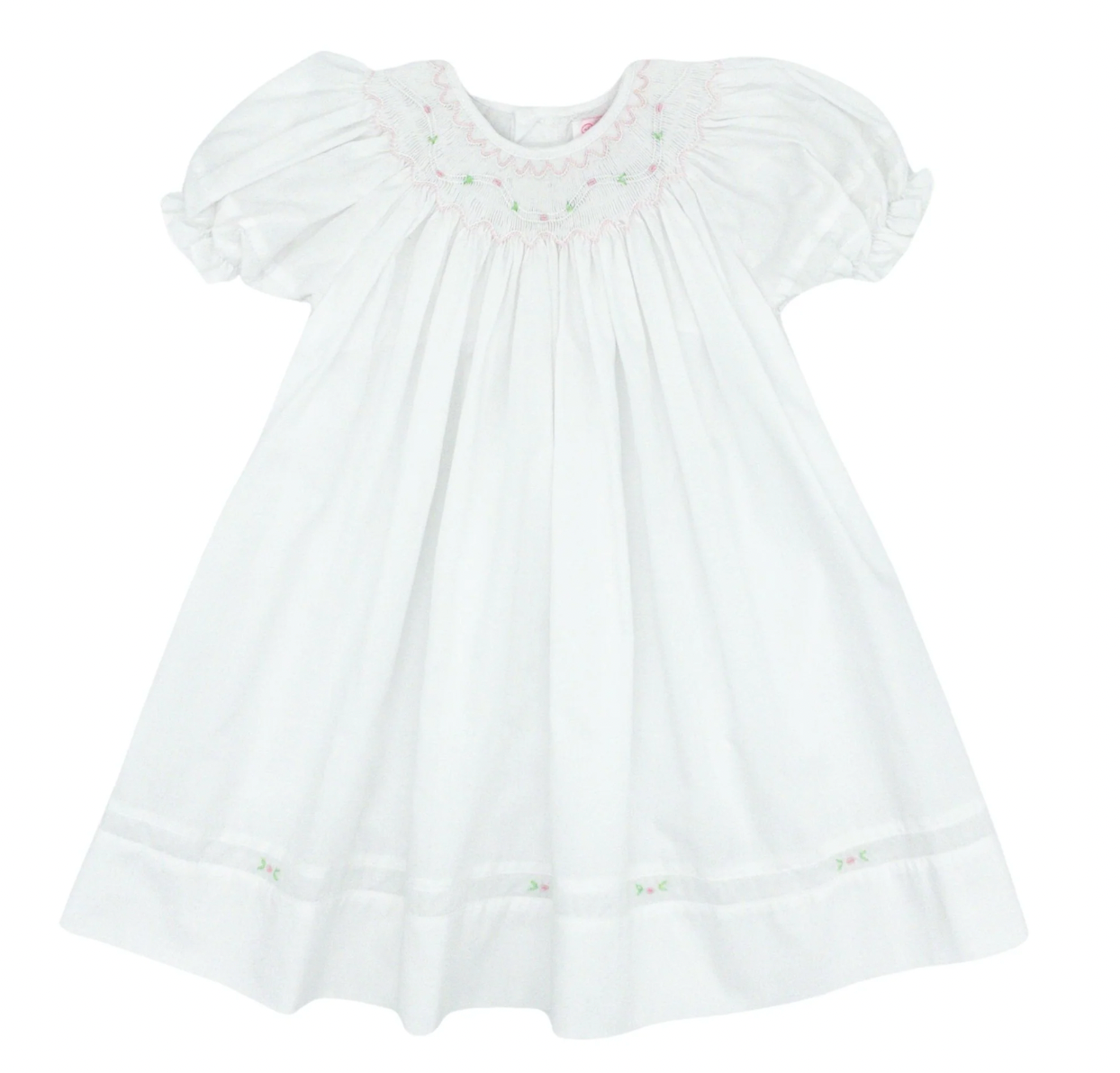 Bishop Dress with Matching Bonnet - White
