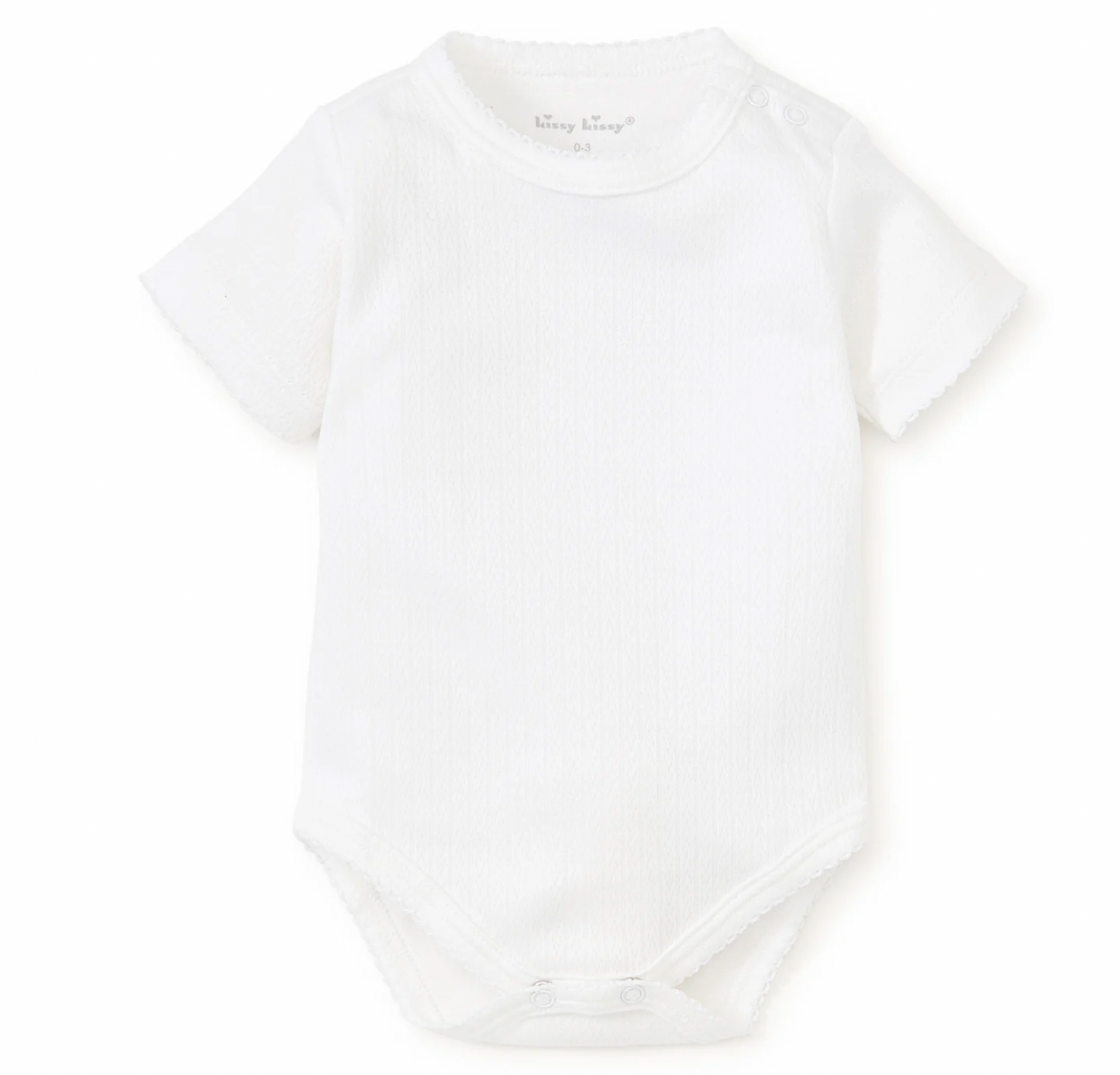 Kissy Kissy- White Pointelle Short Sleeve Bodysuit