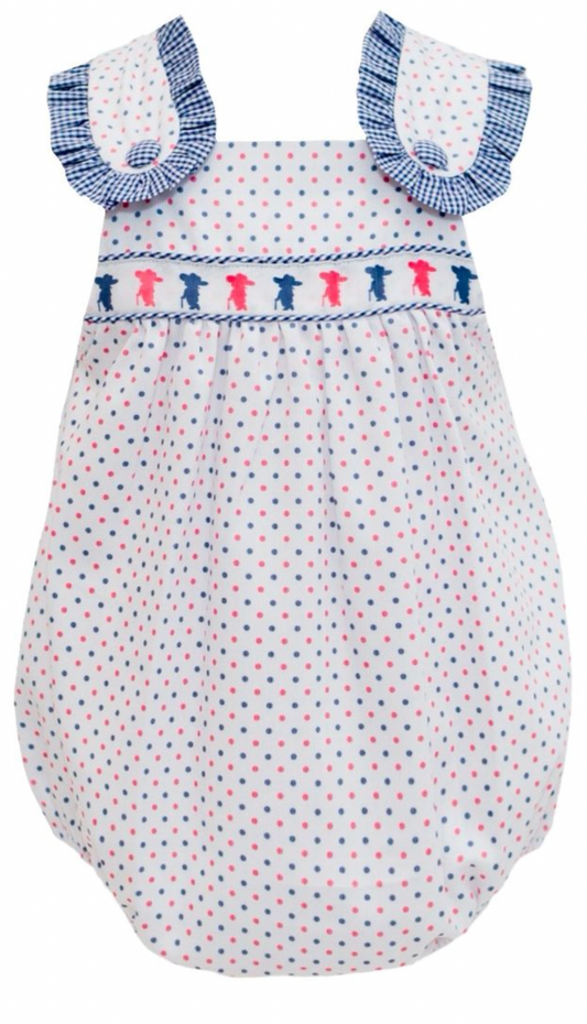 Blue Bitty Dot Colonial Ribbon Bubble