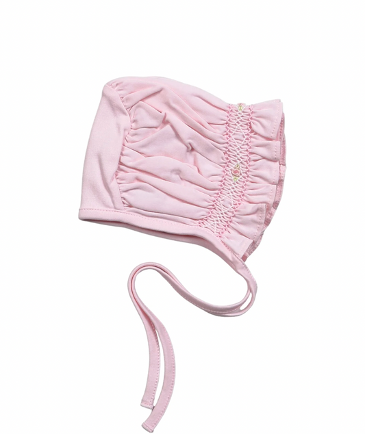 Sally Pink Smocked Pima Bonnet