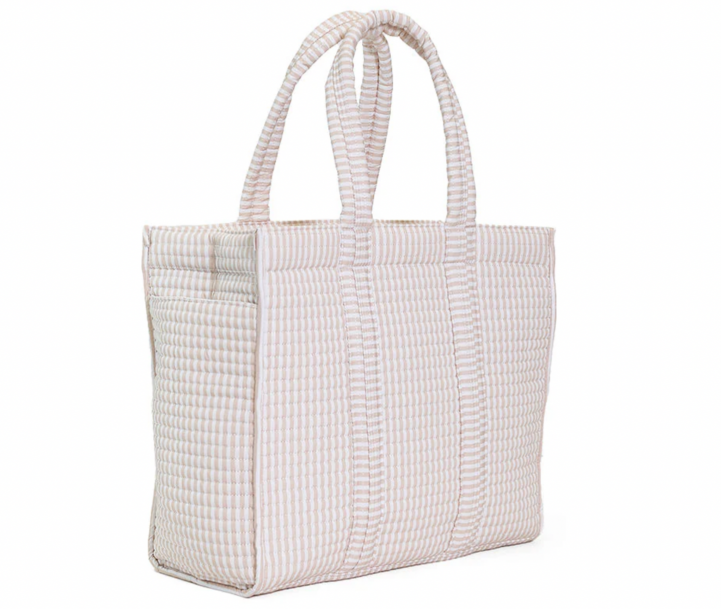 Quilted Go Go Tote in Sand Stripe