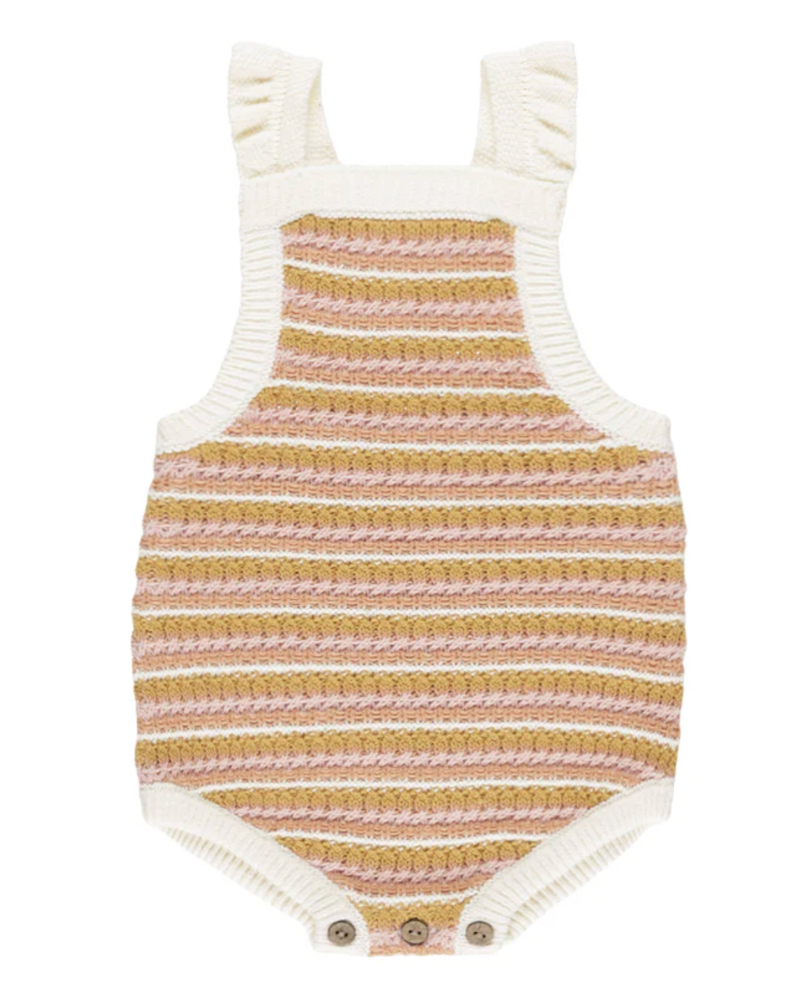 Crochet Romper In Pink Stripe