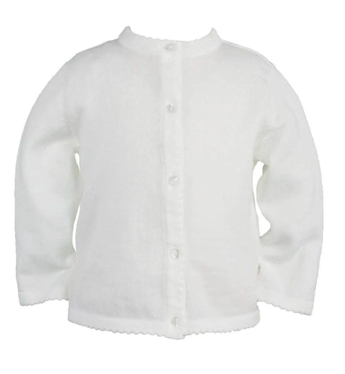 Scalloped Edge Cardigan Sweater- White