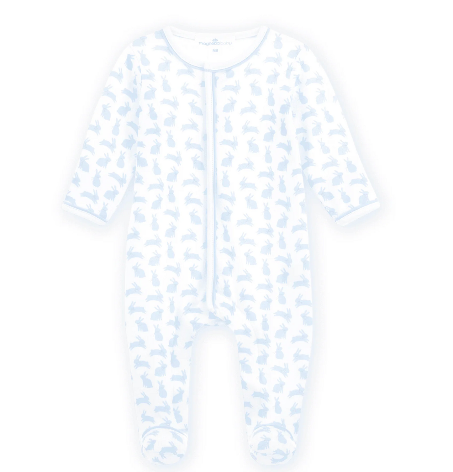 Leaping Bunnies Zip Footie Blue