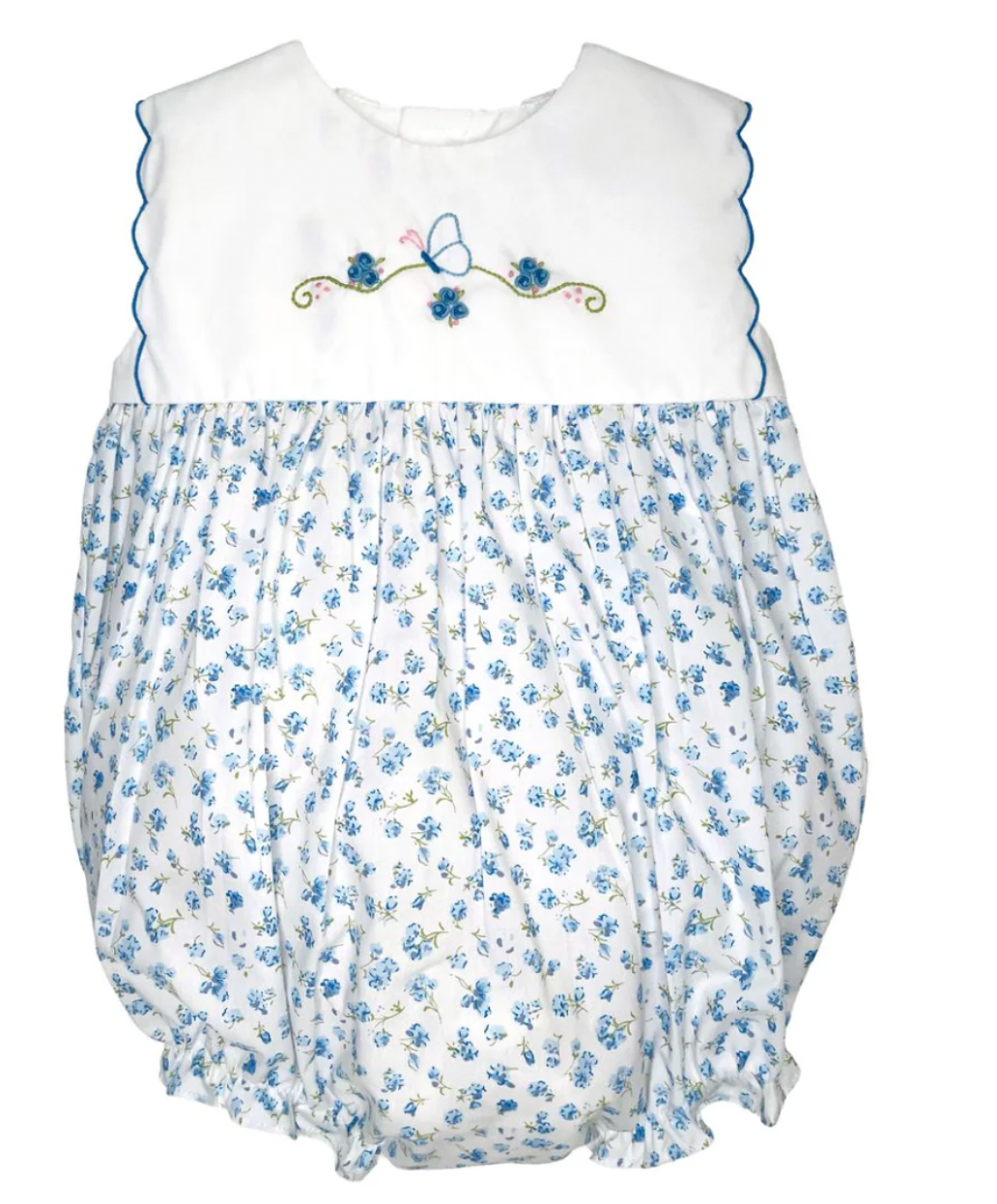 Blue and White Butterfly Floral Bubble