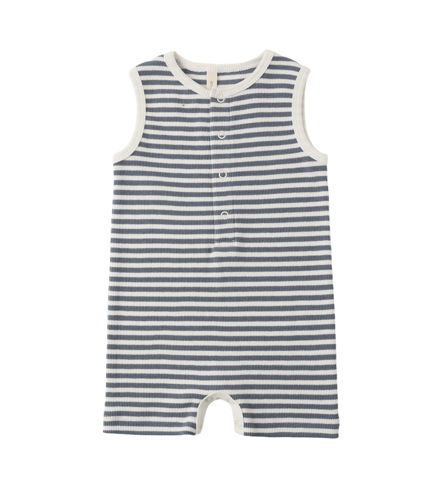 Ribbed Henley Romper Ocean Stripe