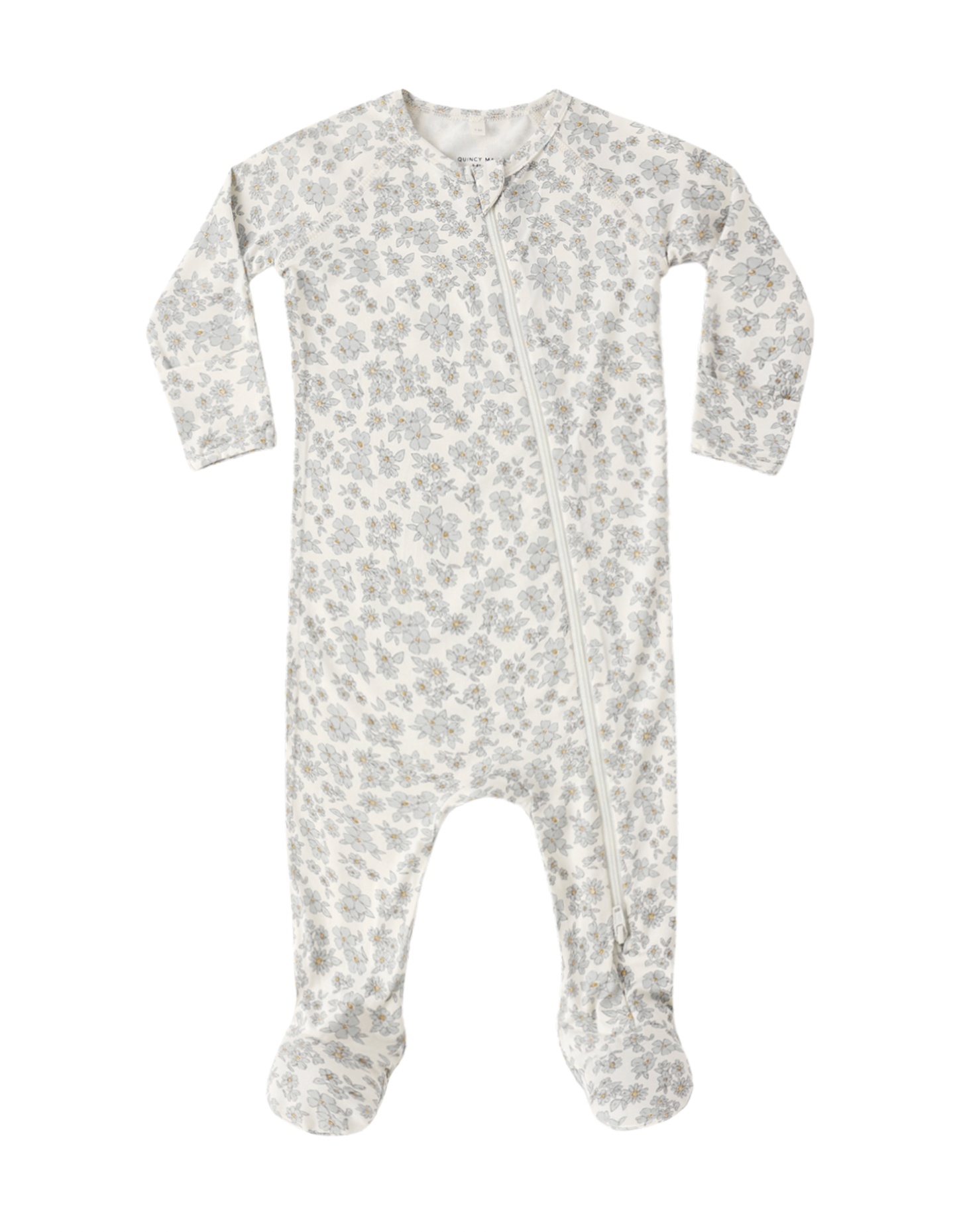 Bamboo Zip Footie in Blue Floral
