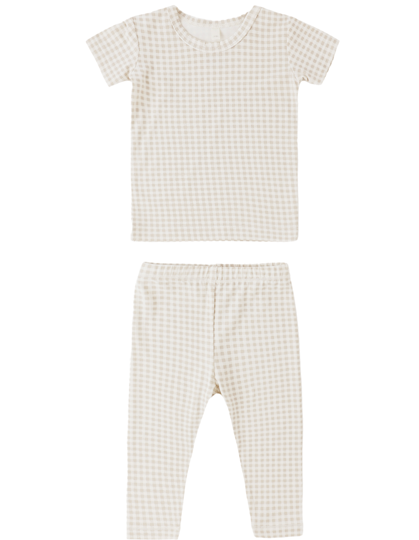 Bamboo Short Sleeve Pajama Set Oat Gingham