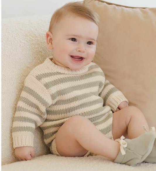 Rex Romper in Fern Stripe by Quincy Mae