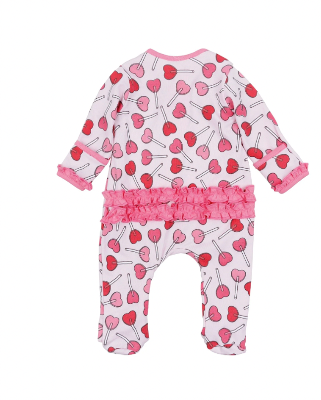 Sweetheart Pops Ruffle Zipper Footie