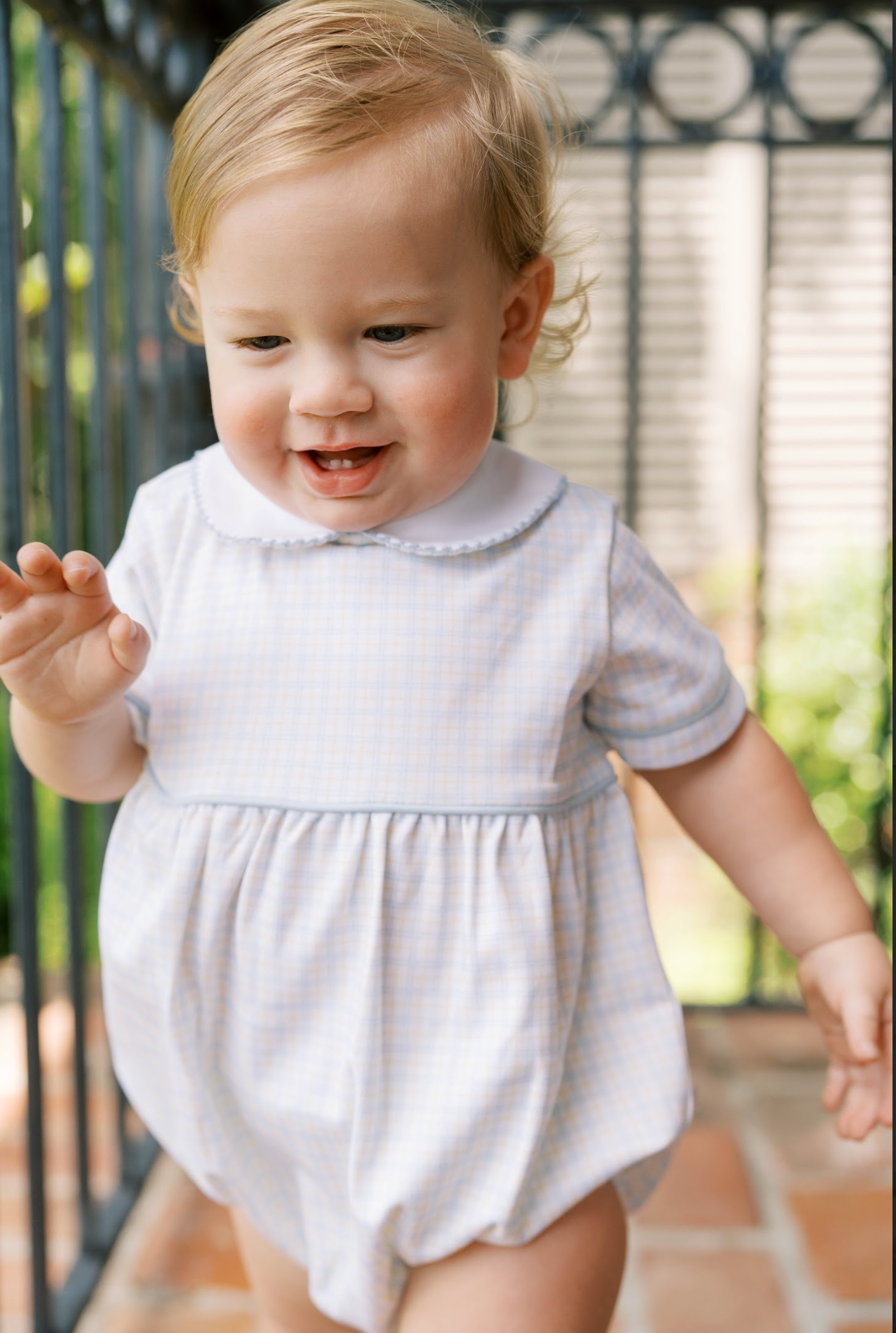 Baby Bea Bubble in Cornflower Check