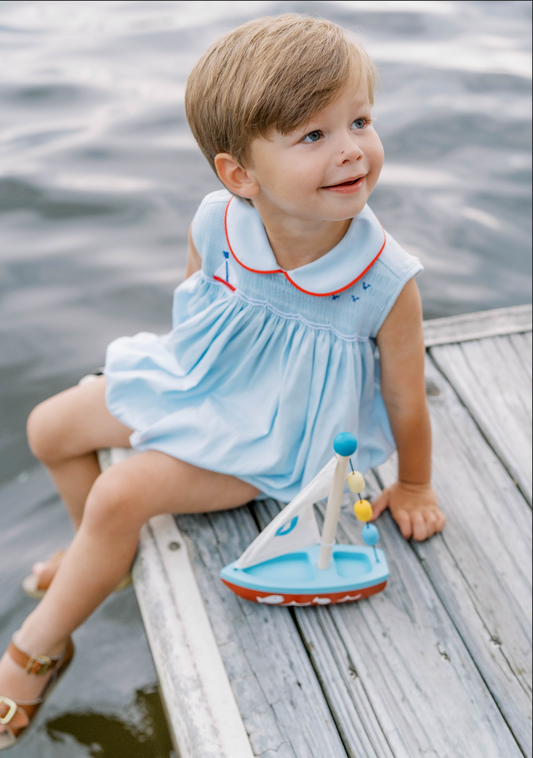 Beckett Bubble, Brentwood Blue Pique Sailboat
