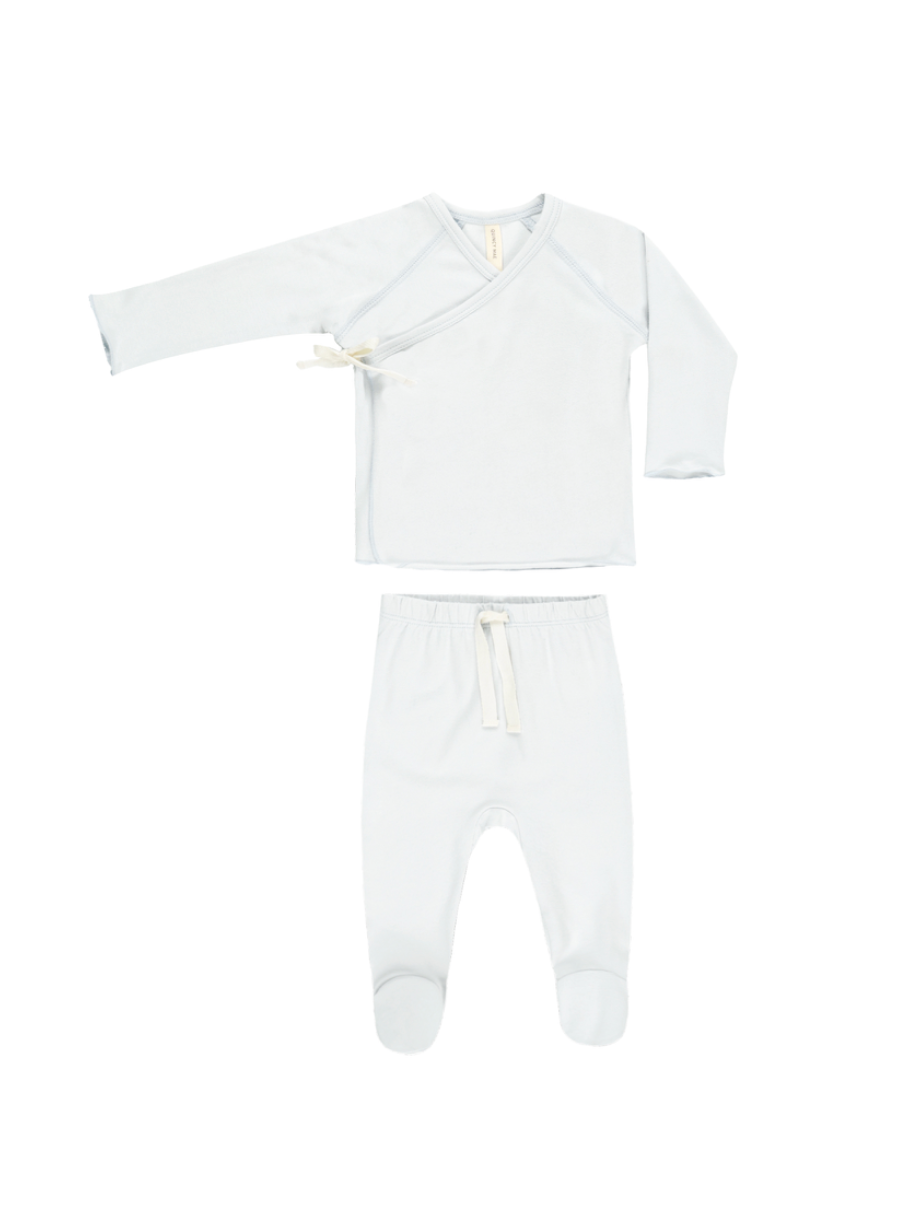 Wrap Top + Footed Pants Set