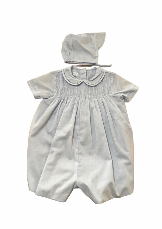 Petit Ami Baby Blue Romper & Bonnet