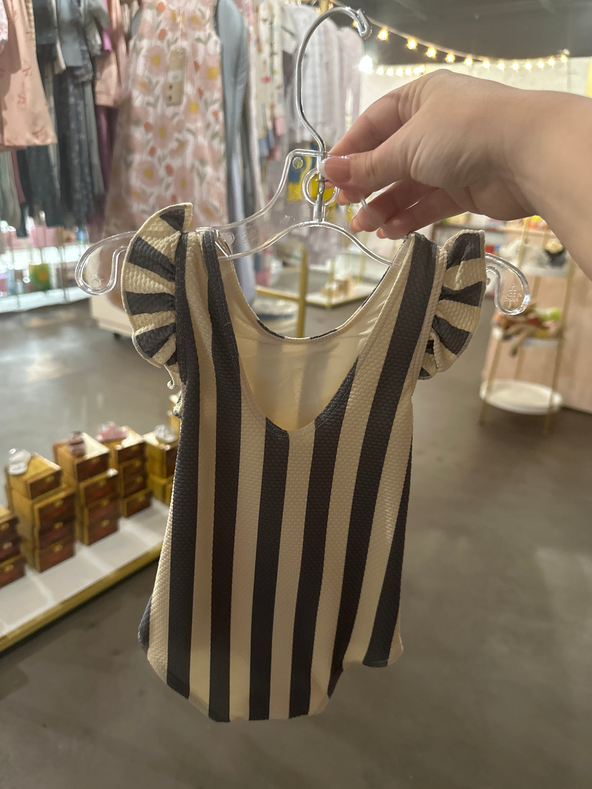 Retro Ocean Stripe Scoop Back One Piece