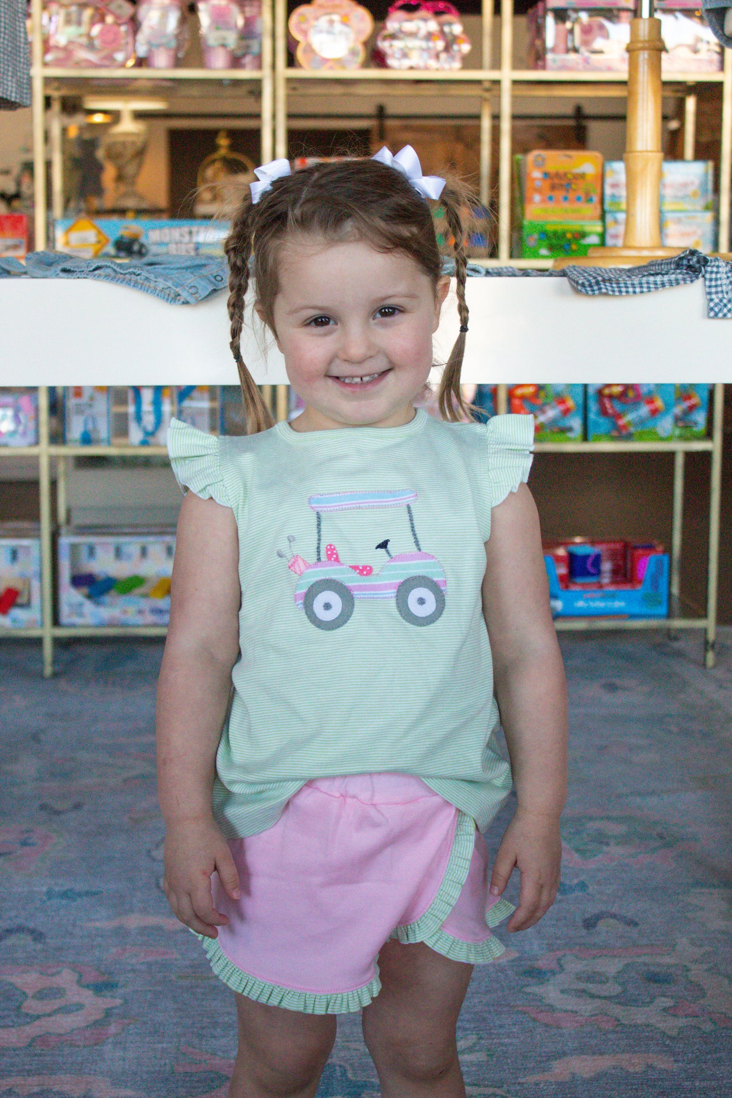 Green and Pink Girls Skort Set