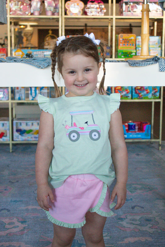 Green and Pink Girls Skort Set