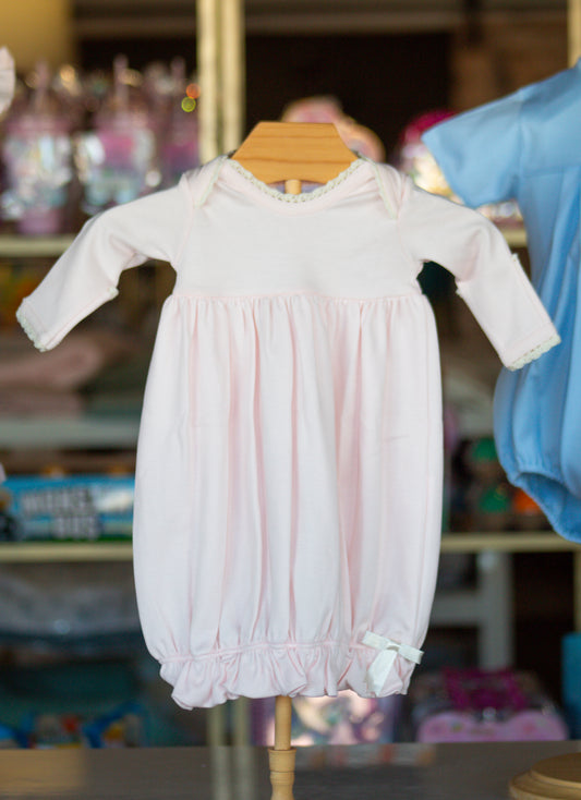 Peach Lap Shoulder Gown with Crochet Trim